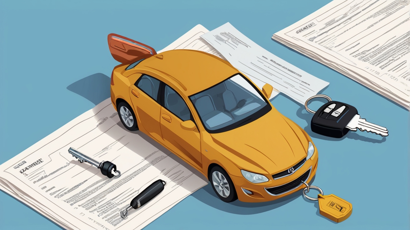 Car title document and car key showing risks of title jumping in vehicle ownership transfer